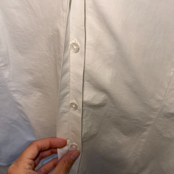 Coldwater Creek Womens White Button Up Shirt Size XL Cotton Stretch Career Work - Picture 5 of 9